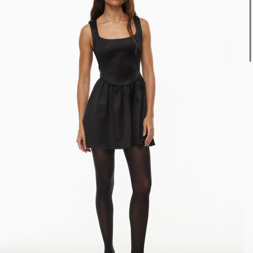 Aritzia Sunday Best Septor Satin Dress in black